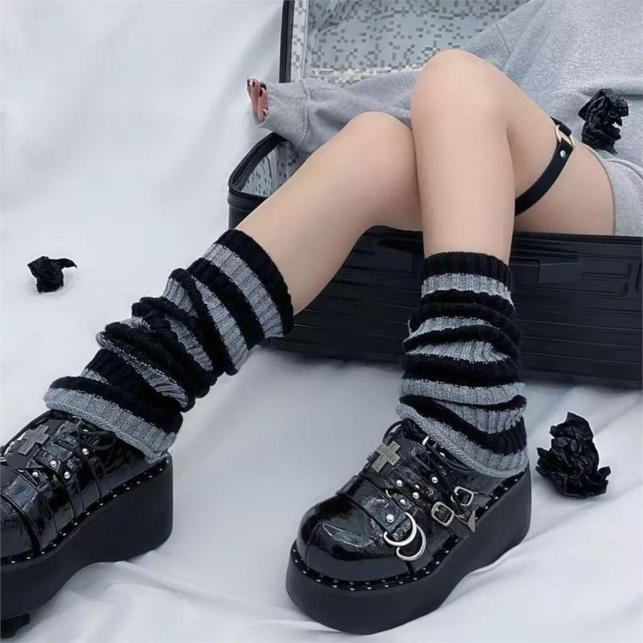 Night Static Striped Leg Warmers