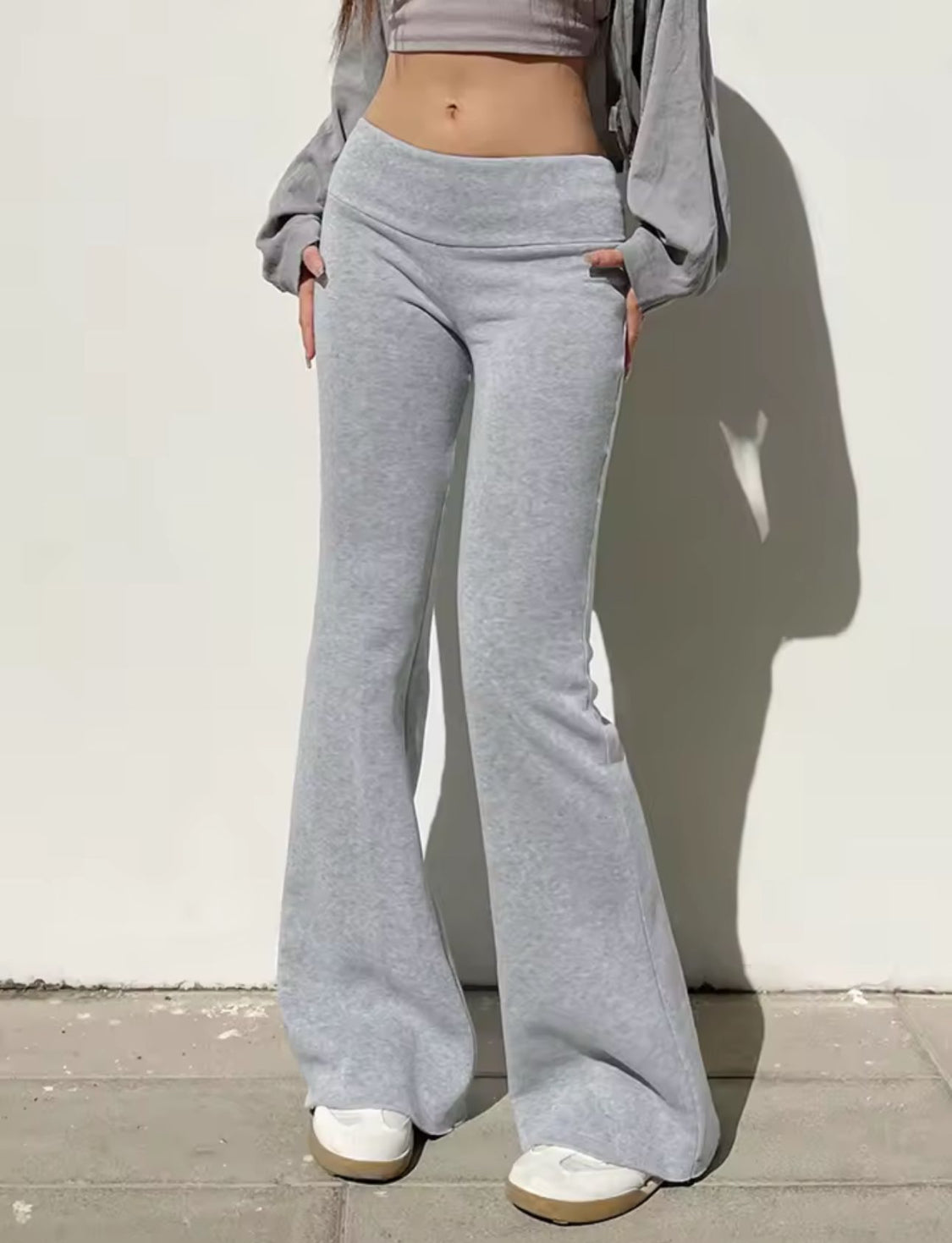 Grey Low Waist Flare sweatpants