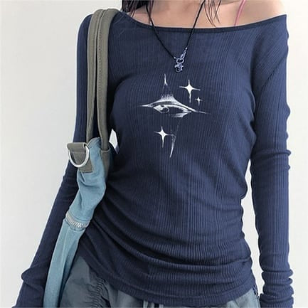 Crystal Eye Madonna Neck Top