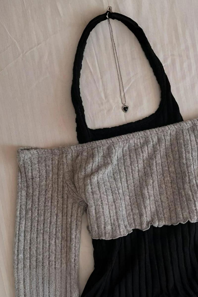 Y2k Halter Neck Long Sleeve Top