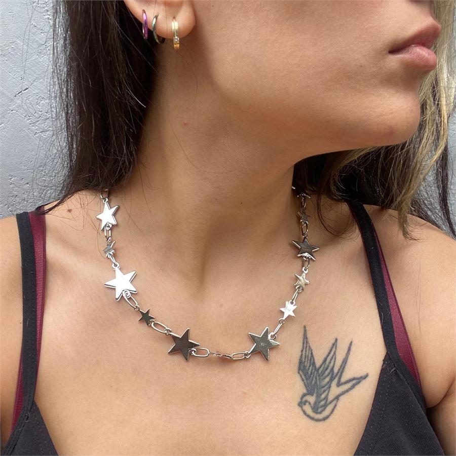 Row Of Stars Silver Chain
