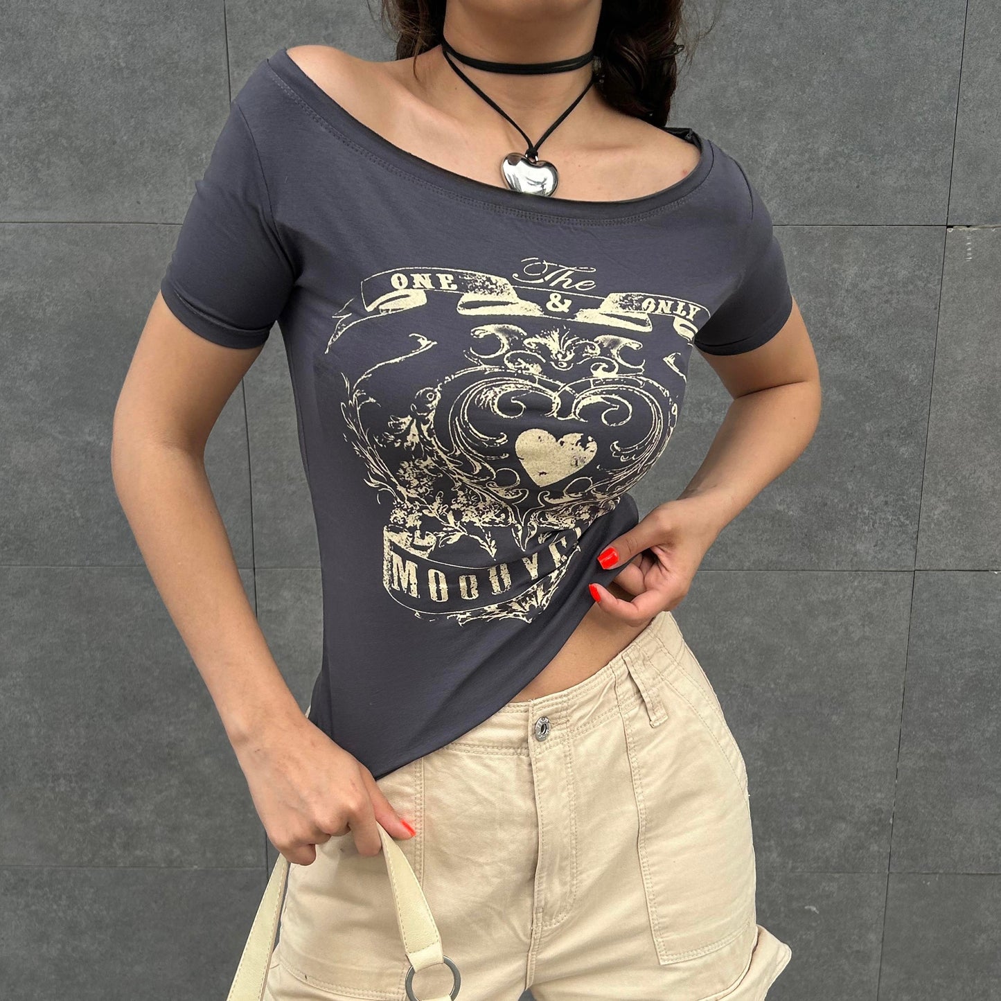 Moody Girl Vintage Madonna Neck Top