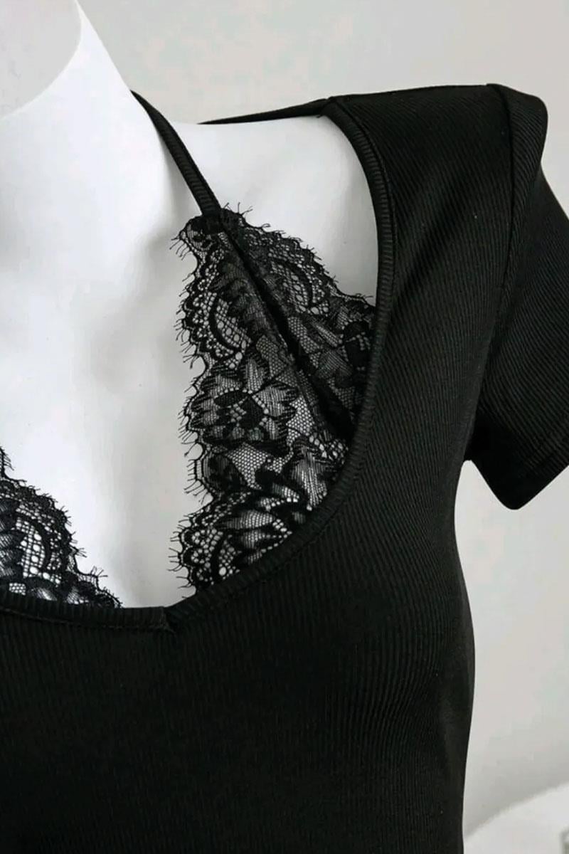 Black Gothic Y2k Lace Up Top