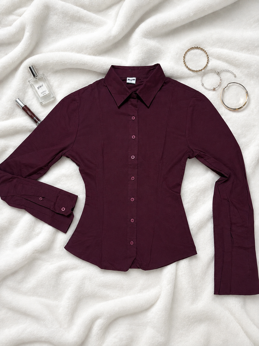 Wine Fitted Blouse