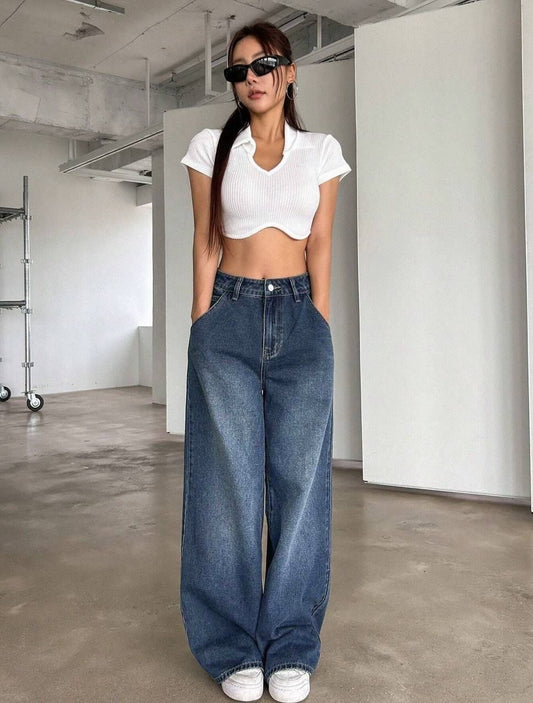 Retro Blue Baggy Jeans