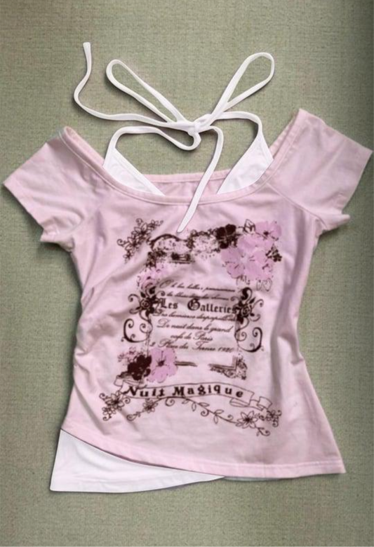 Pink Nuit Magique Y2k Madonna Top