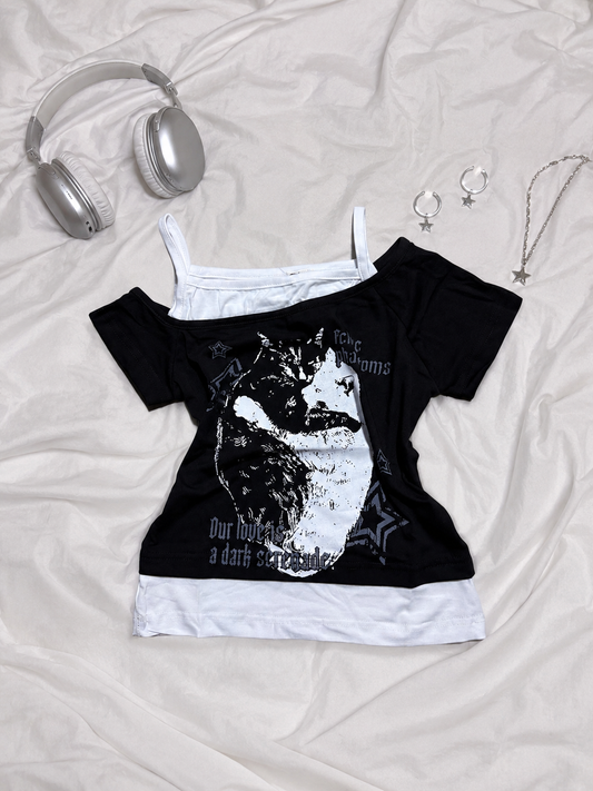 Yin & Yang Cats Layered Top
