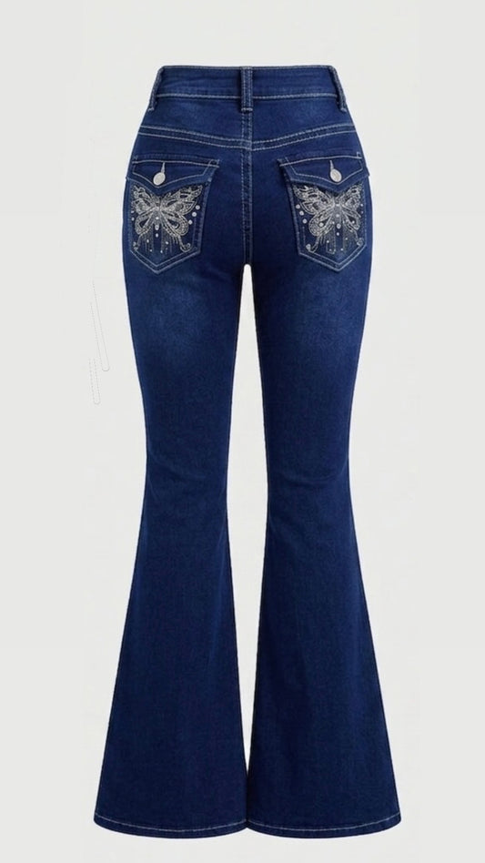 Y2k Butterfly Flare Jeans