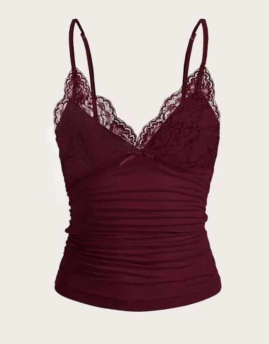 Dantel Strapped Lace-Back top