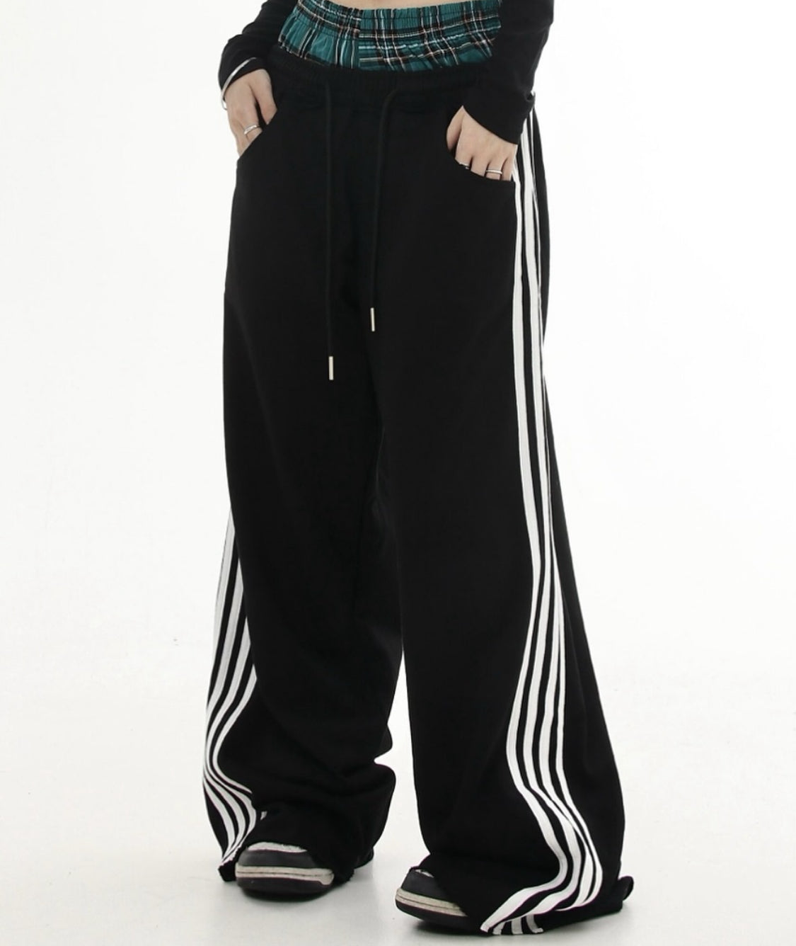 Black Striped Fake Boxer sweatpants