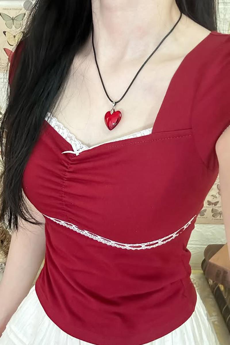 Burgundy Tailored Ribbon Blouse