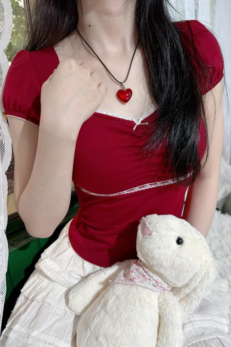 Burgundy Tailored Ribbon Blouse