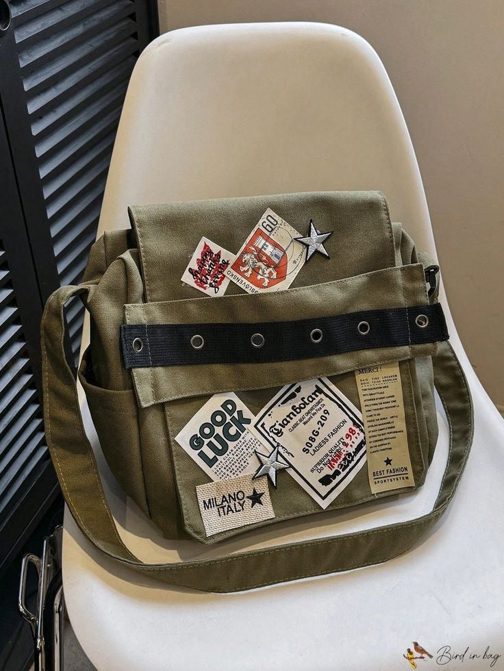 Y2k Patchwork Messenger Bag