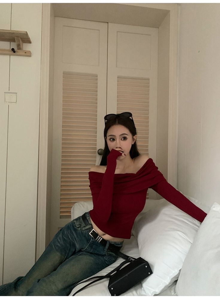 Burgundy Madonna Neck Top